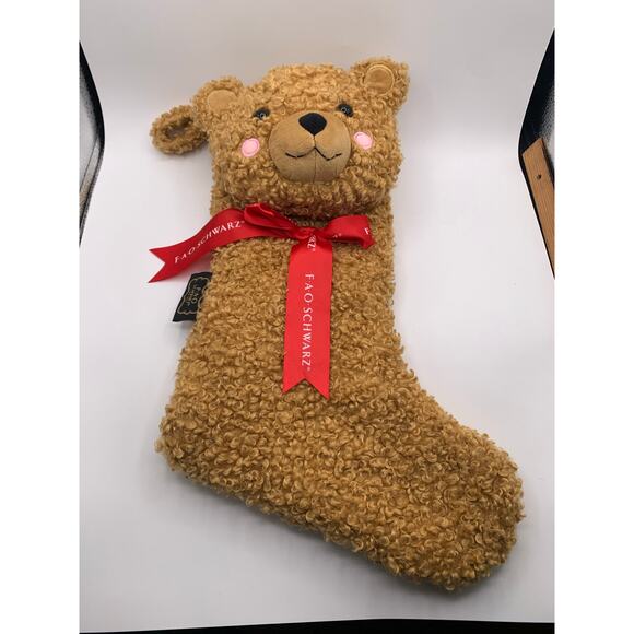 Christmas Stocking Vintage FAO Schwartz Teddy Bear - Picture 11 of 12